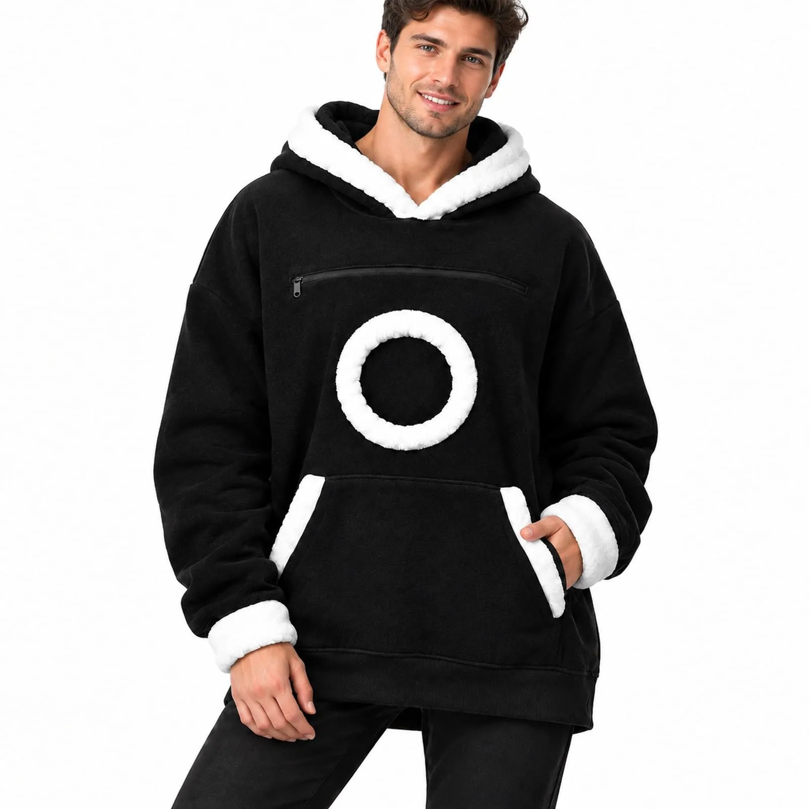 Felpa Donna Uomo con Cappuccio e Tasca Rotonda in Pelliccia Bianca Porta Cane, Apertura per la Testa, Rosso, Felpe Autunno Inverno per Animali Domestici, Regalo di Natale per gli Amanti dei Cani - immagine 9