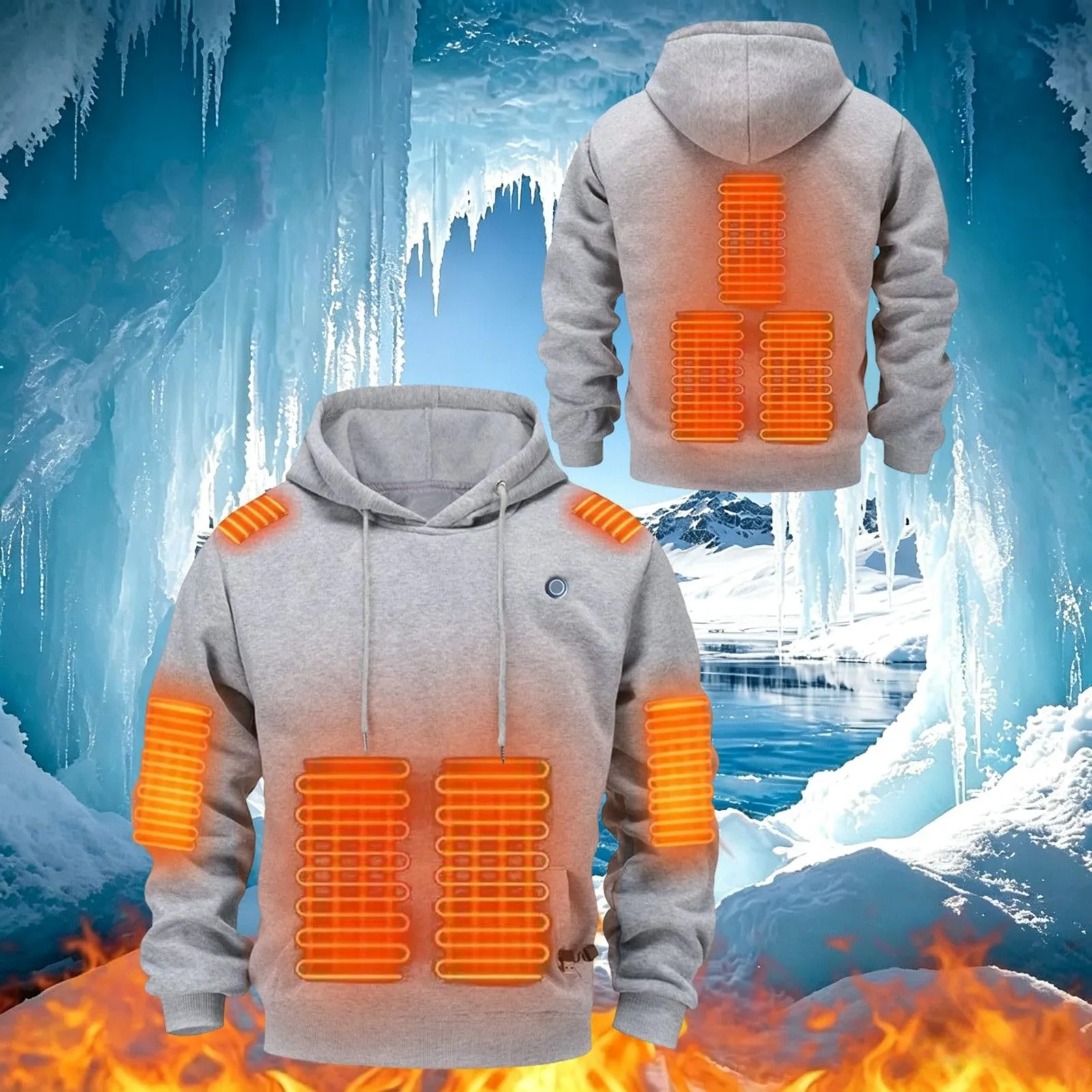 Generico Felpa Riscaldata Unisex, USB Giacca Termica Invernale in Pile, Indumento Riscaldabile per Lavoro E attività Outdoor a Bassa Temperatura - immagine 2