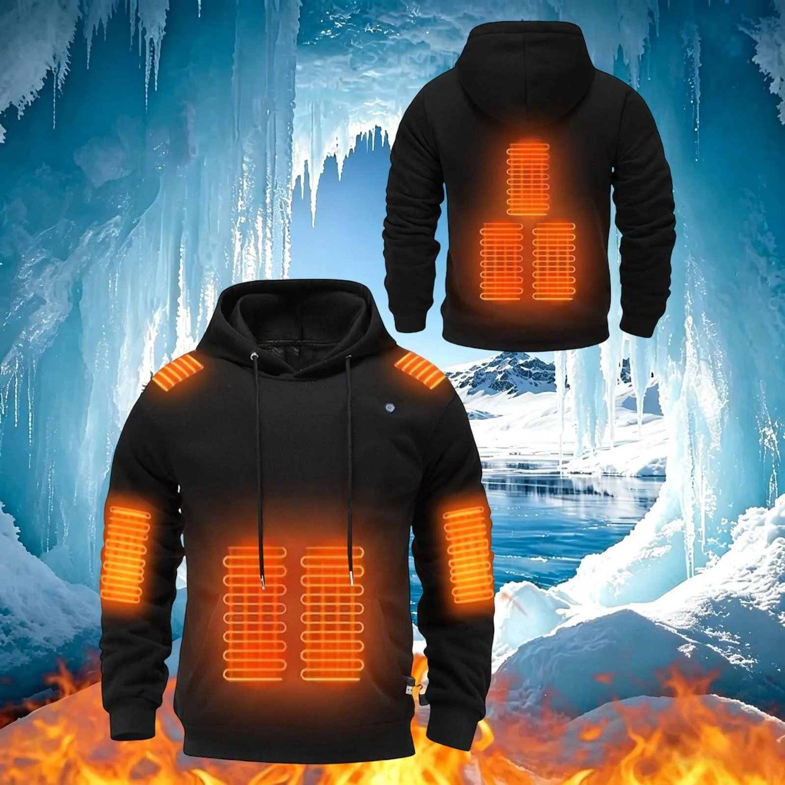 Generico Felpa Riscaldata Unisex, USB Giacca Termica Invernale in Pile, Indumento Riscaldabile per Lavoro E attività Outdoor a Bassa Temperatura - immagine 2