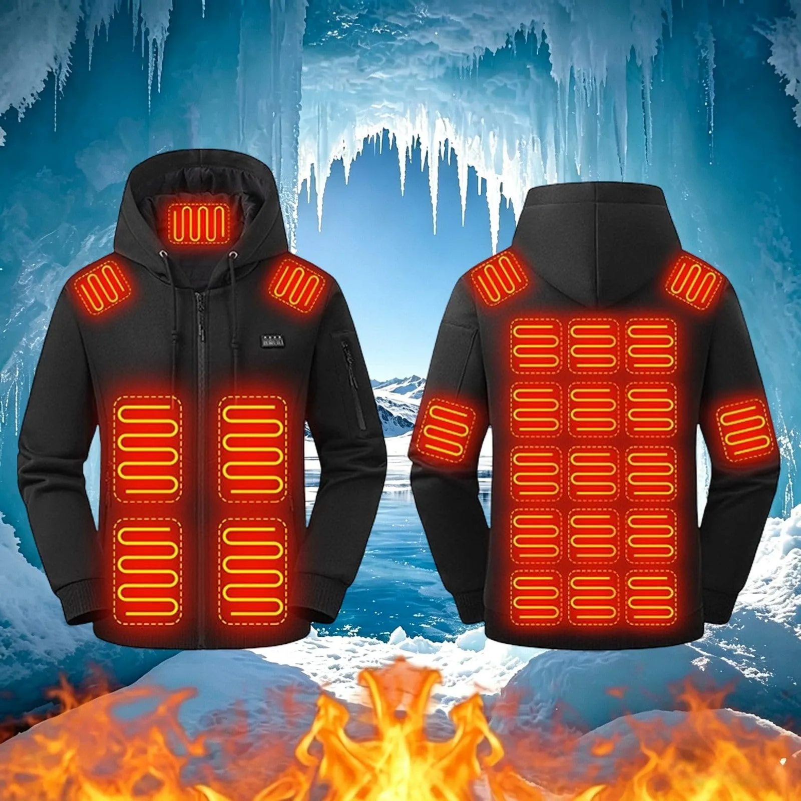 Generico Felpa Riscaldata Unisex, USB Giacca Termica Invernale in Pile, Indumento Riscaldabile per Lavoro E attività Outdoor a Bassa Temperatura - immagine 2
