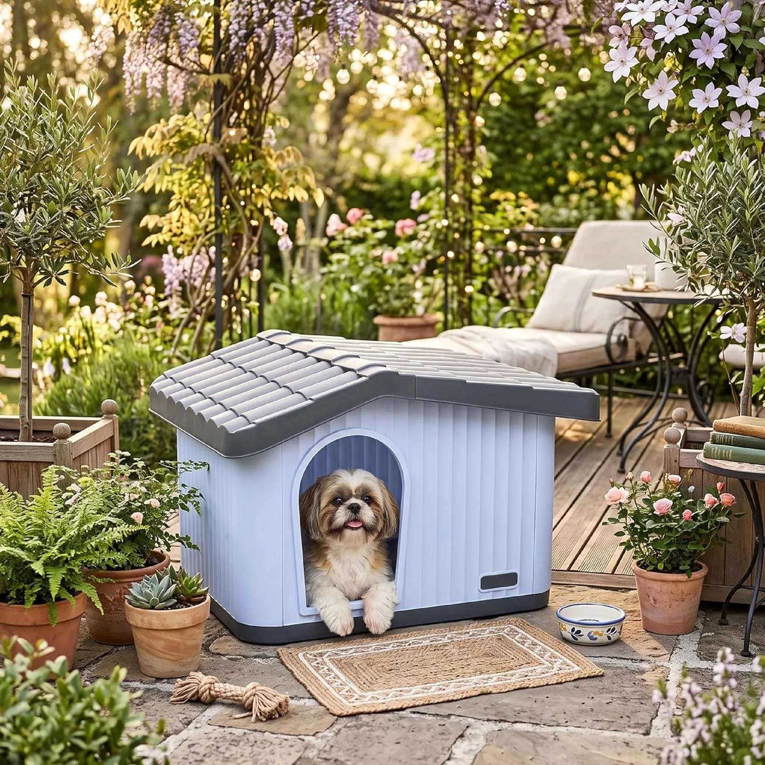 Baroni Home Cuccia per Cani e Gatti da Esterno in PP Resistente, Impermeabile e Anti UV, Casetta per Animali con Bocchette di Aerazione, Montaggio Facile - immagine 2