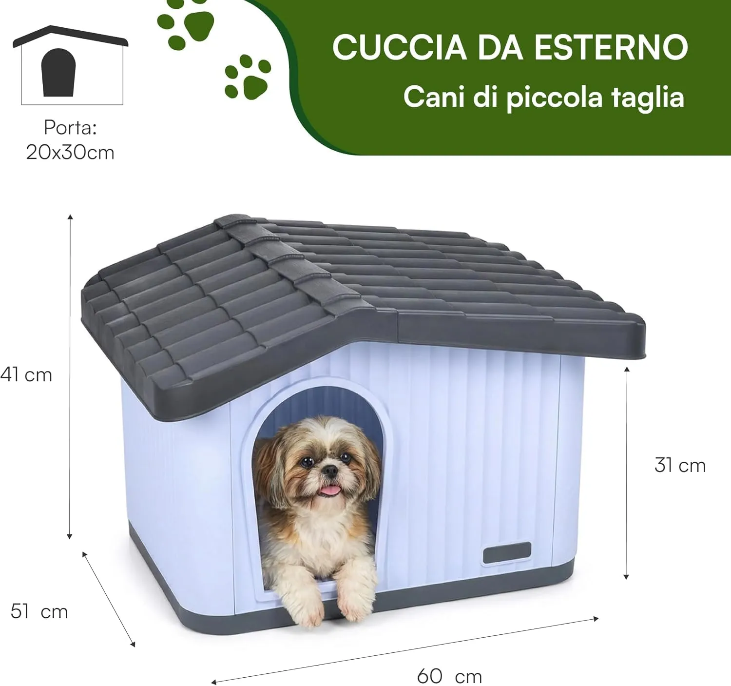 Baroni Home Cuccia per Cani e Gatti da Esterno in PP Resistente, Impermeabile e Anti UV, Casetta per Animali con Bocchette di Aerazione, Montaggio Facile - immagine 3
