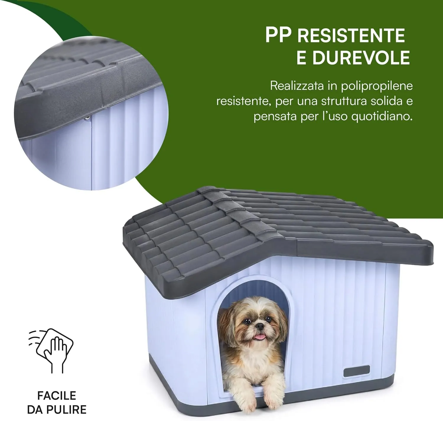 Baroni Home Cuccia per Cani e Gatti da Esterno in PP Resistente, Impermeabile e Anti UV, Casetta per Animali con Bocchette di Aerazione, Montaggio Facile - immagine 6