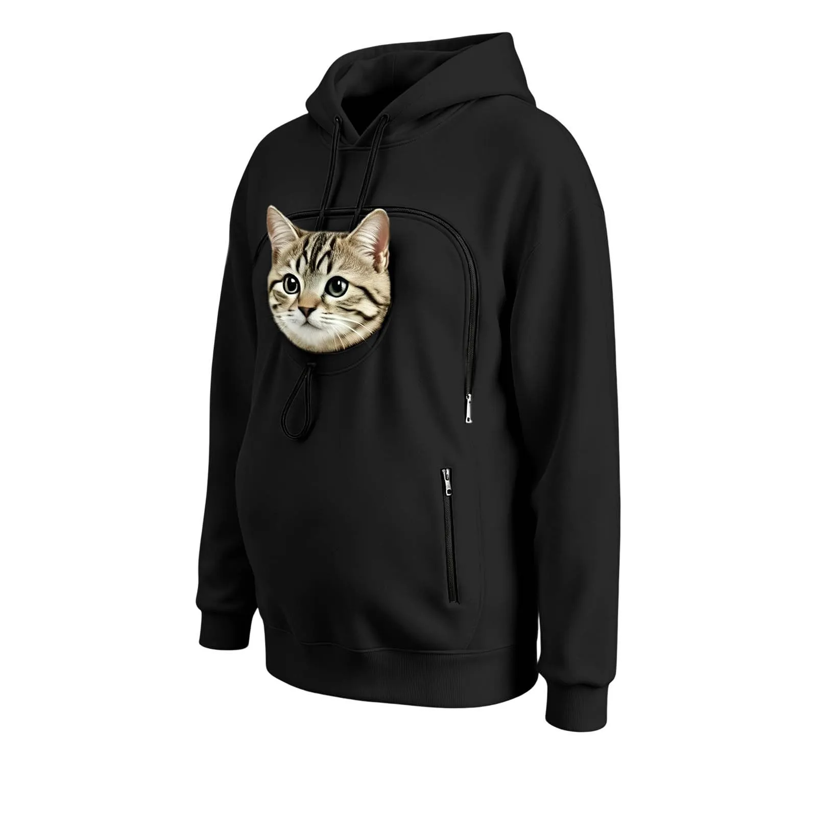 lozssnigzi Felpa Porta Gatto da Donna in Pile con Cappuccio - Grande Tasca a Marsupio Porta-Animali per Cagnolini, Gattini e Gatti, Morbida e Confortevole, Hoodie per Gli Amanti degli Animali - immagine 7