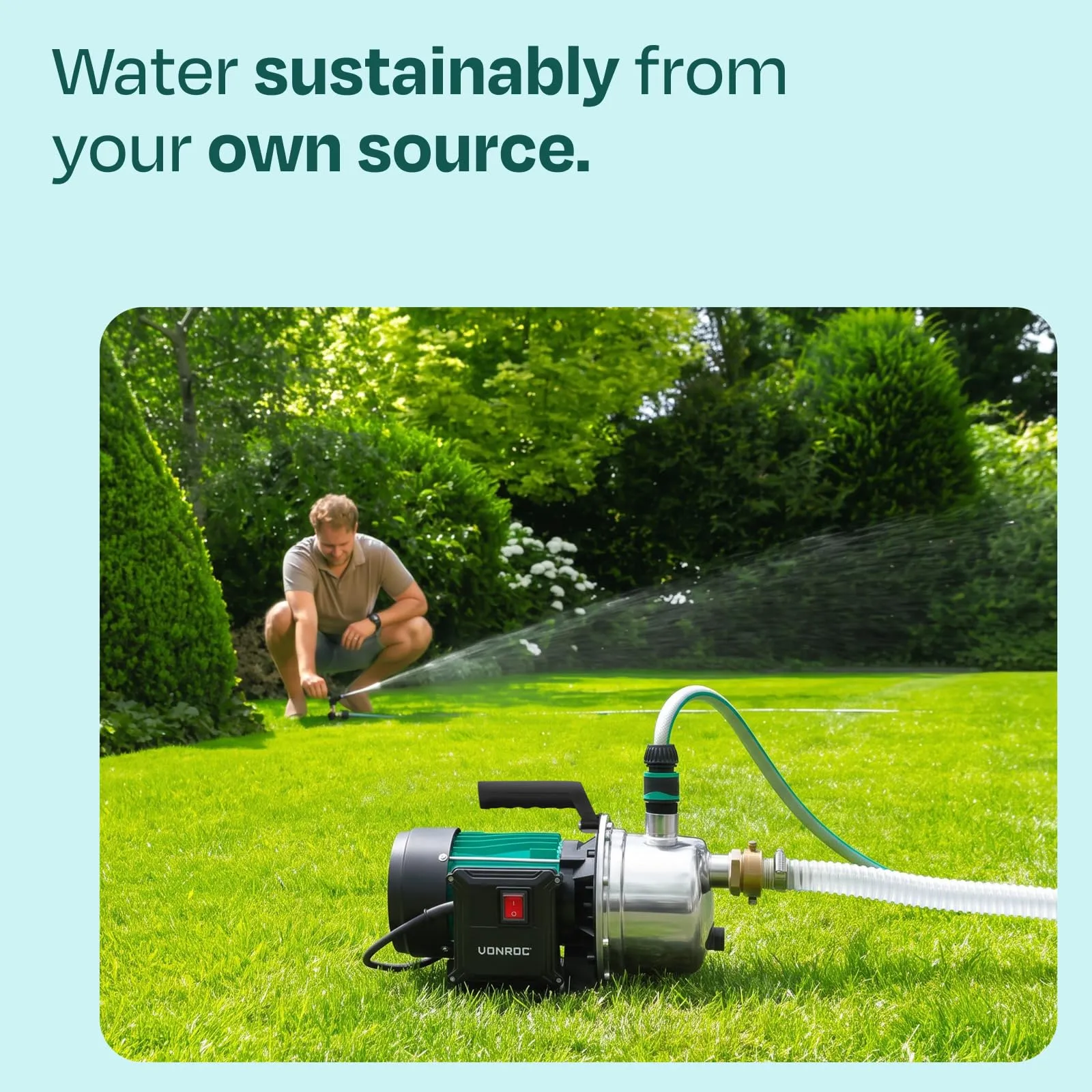 VONROC Pompa acqua idrofora autoadescente 1300W | 5000 l/h - immagine 2