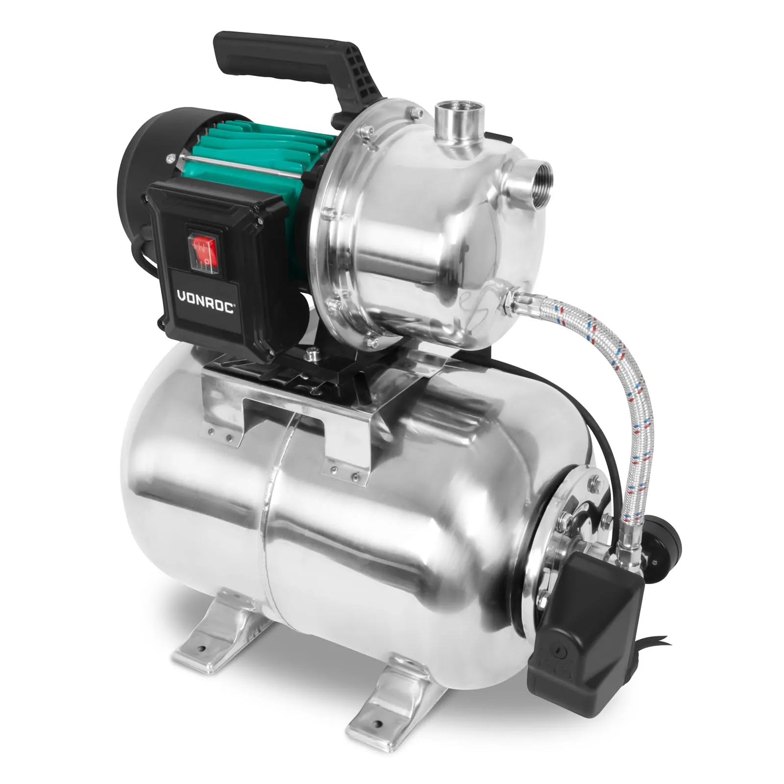 VONROC Pompa autoclave autoadescente 1000W | 3500 l/h con serbatoio inox - immagine 1