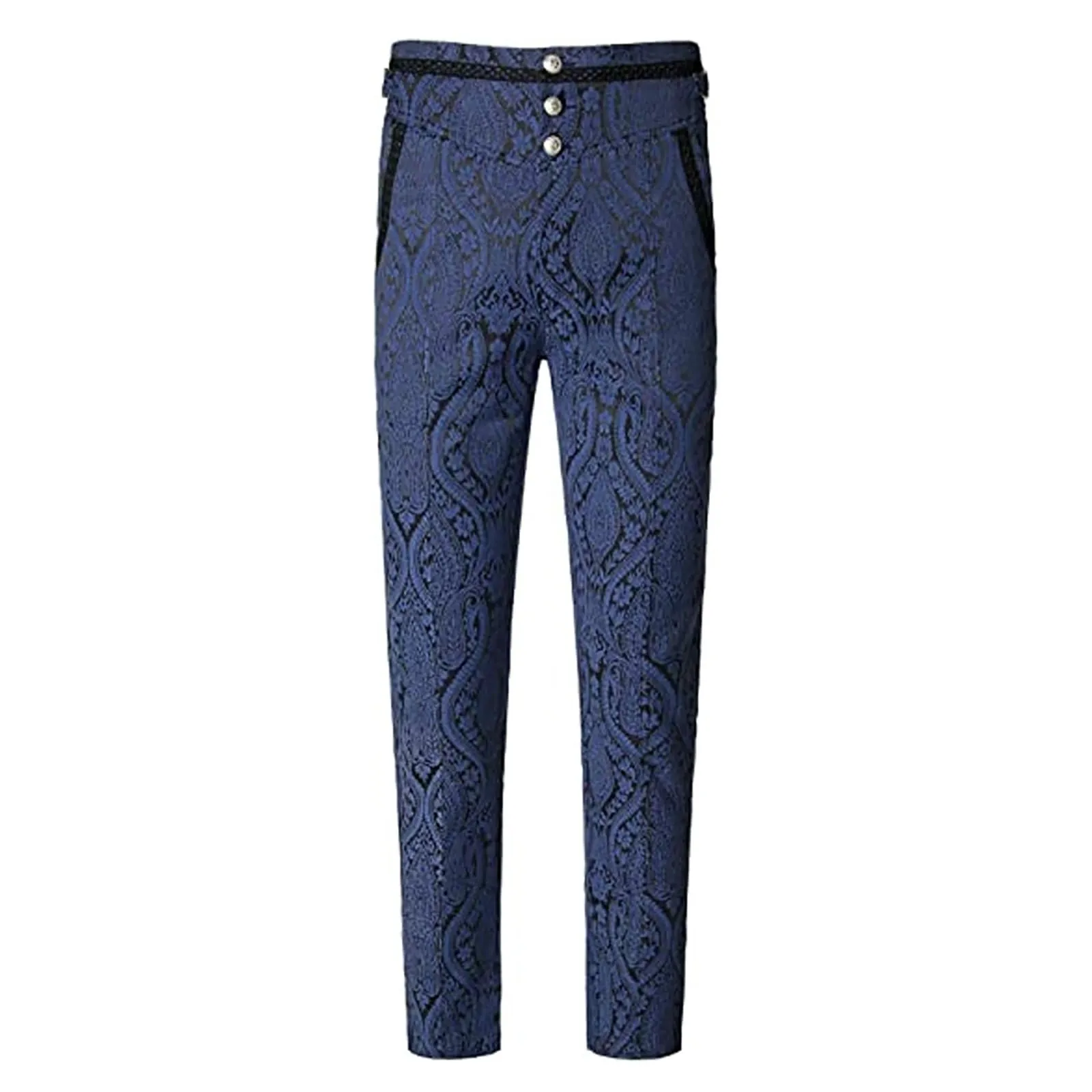 Pantaloni lunghi da uomo, stile gotico, stile vittoriano, per il tempo libero, medievali, carnevale, Blu, M - immagine 2
