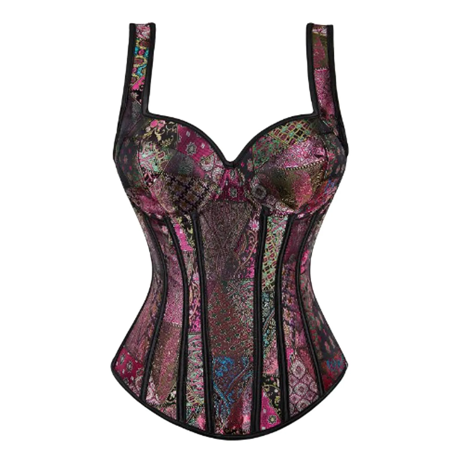 Mini abito corsetto nero da donna con corpetto in pizzo, spalline sottili e - immagine 3