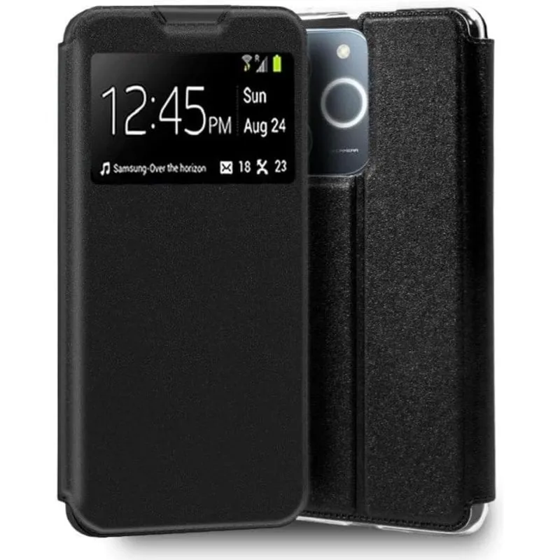 Funda per smartphone Cool Flip Cover Libro Nero Antipolvere Antiurto per Realme Note 70T - immagine 1