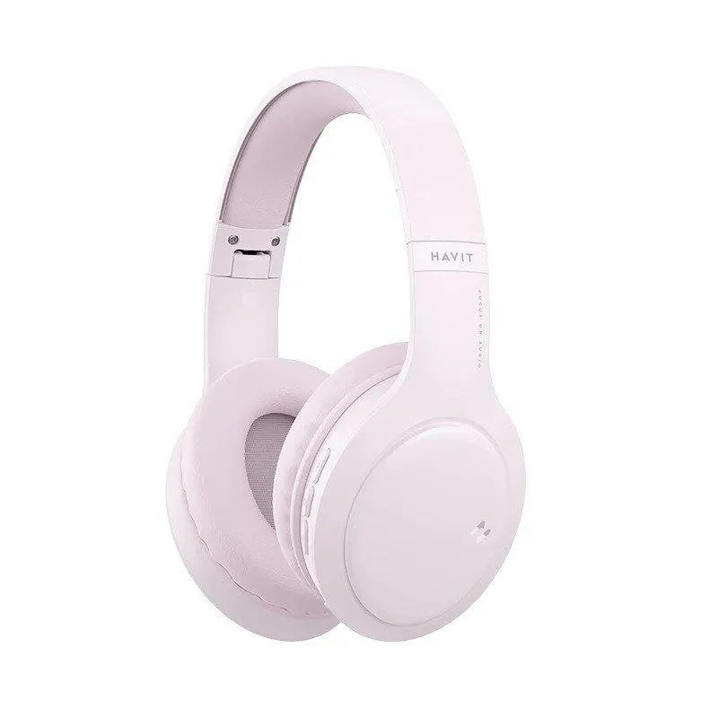 Auricolari Havit H633bt wireless Bluetooth 5.3 per chiamate e musica rosa - immagine 1
