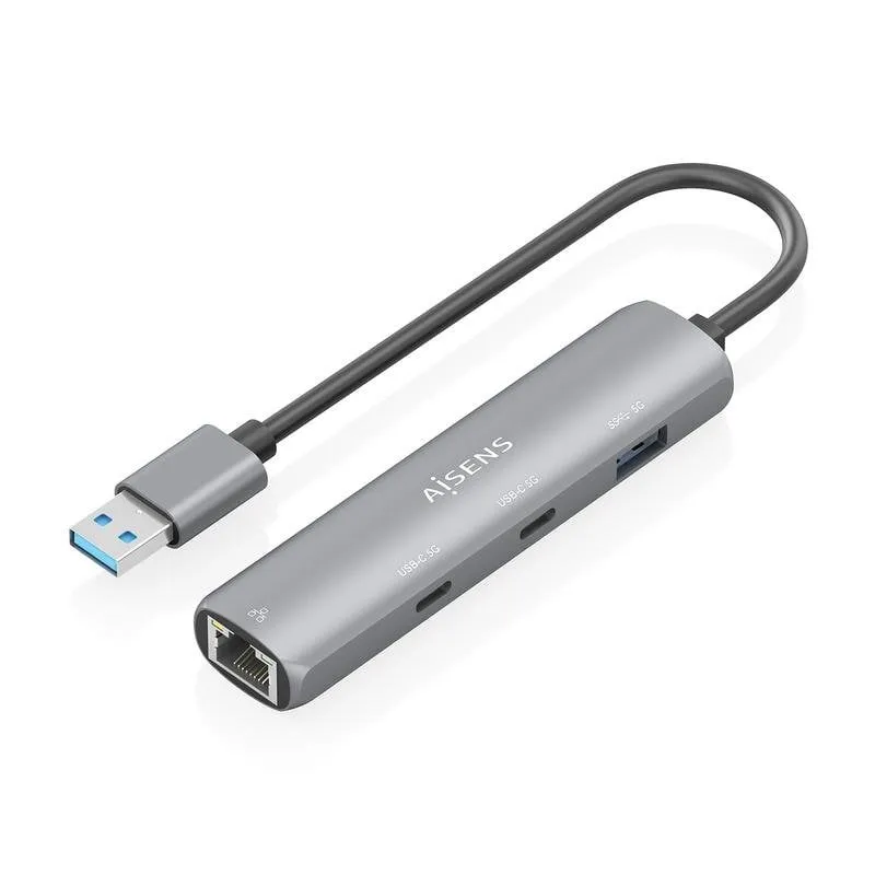 Dock USB-A Aisens ASUC-4P036-GR Ethernet Gigabit 2xUSB-C 1xUSB-A 15cm Grigio - immagine 1