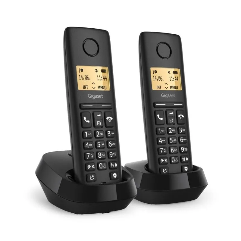 Telefono cordless Gigaset Basic 100 DUO Nero schermo 1,5'' vivavoce blocco chiamate - immagine 1