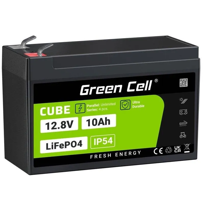 Batteria UPS Green Cell LFPGC12V10AH LiFePO4 12.8V 10Ah IP54 Nero Verde - immagine 1