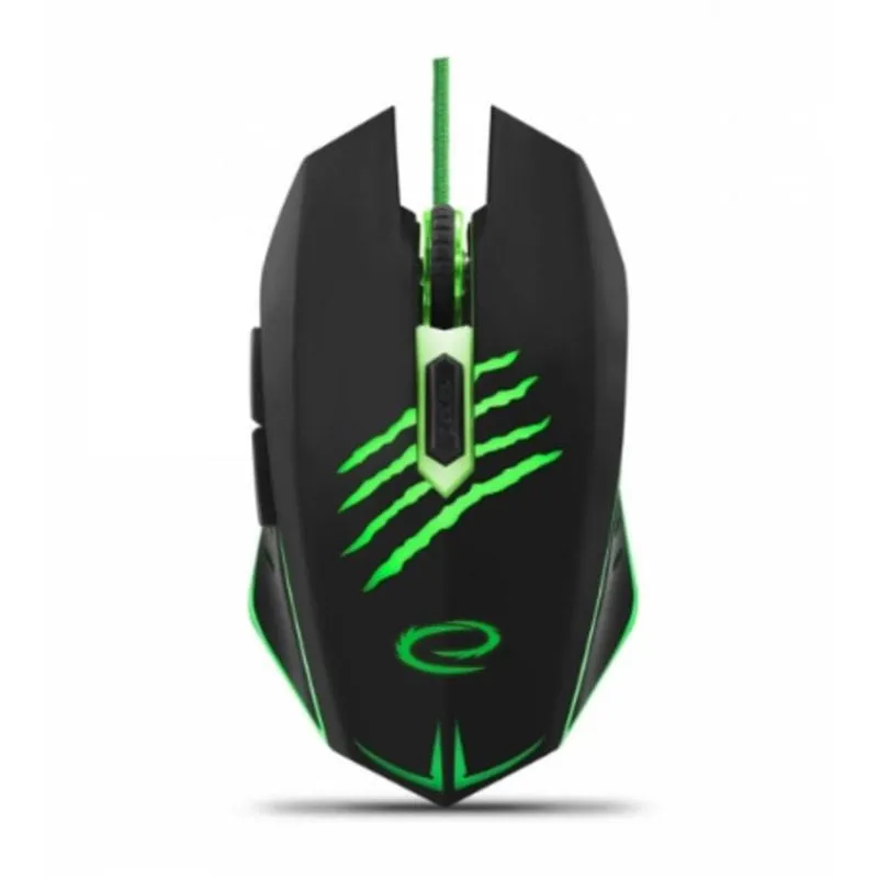 Ratón Esperanza EGM209G USB 2400DPI Nero Verde Illuminazione 6 Pulsanti Gaming - immagine 1