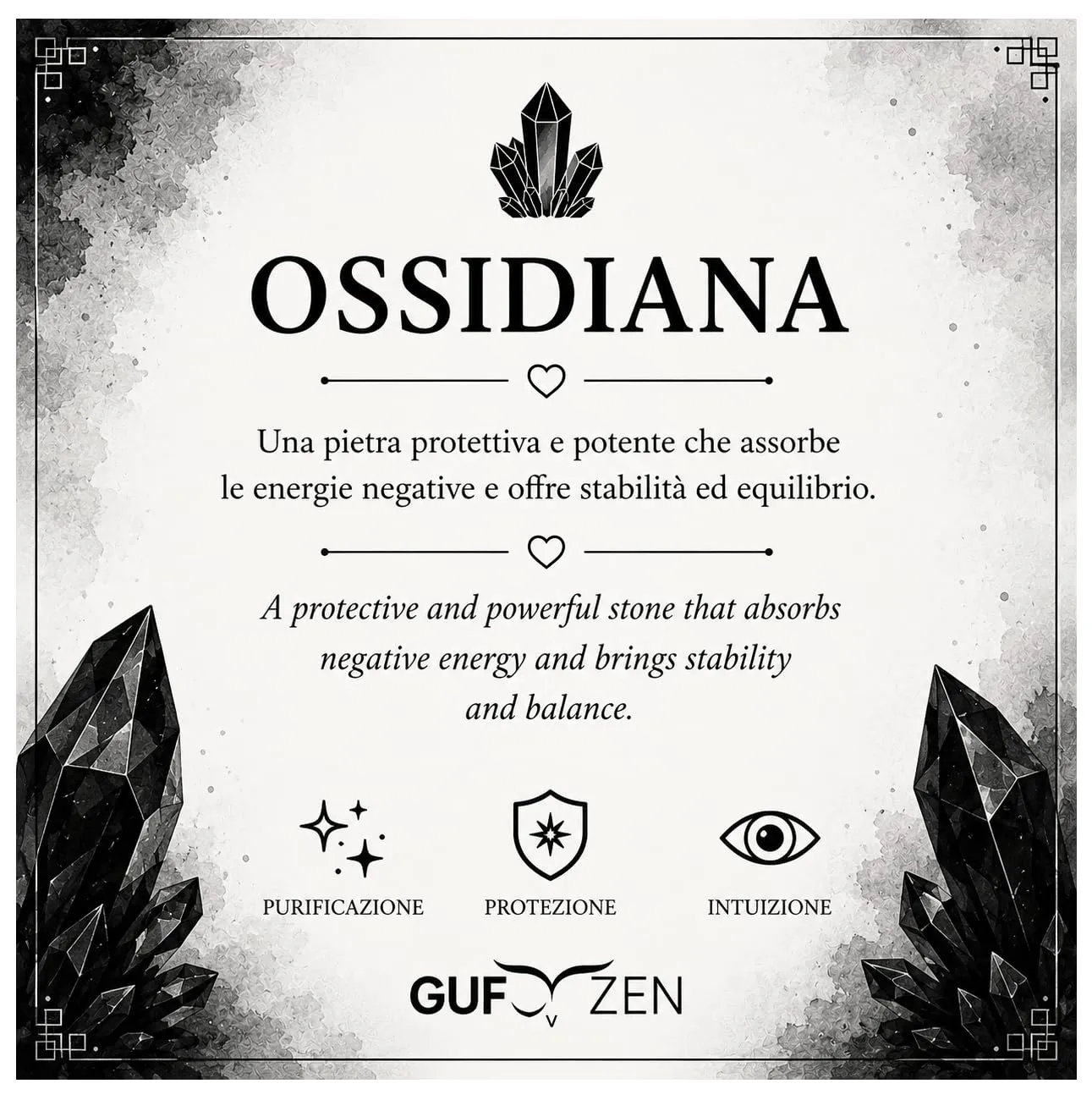 Bracciale Pietre Naturali 8mm GufoZen Regolabile - Cristalli Veri Uomo e Donna - Accessorio per Yoga e Meditazione - Idea Regalo Originale con Scatola Premium - Braccialetto Energia (Ossidiana) - immagine 2
