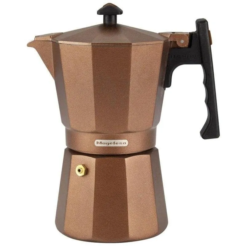 Caffettiera Moka Magefesa Jamaica 6 Tazze Induzione Totale Alluminio Marrone - immagine 1