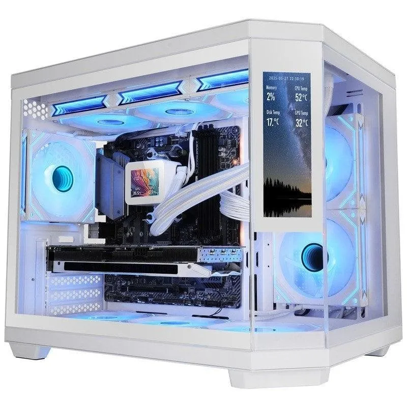 Case Mars Gaming MC-3TCORELCDM LCD 7.2" Bianco Micro-ATX - immagine 1