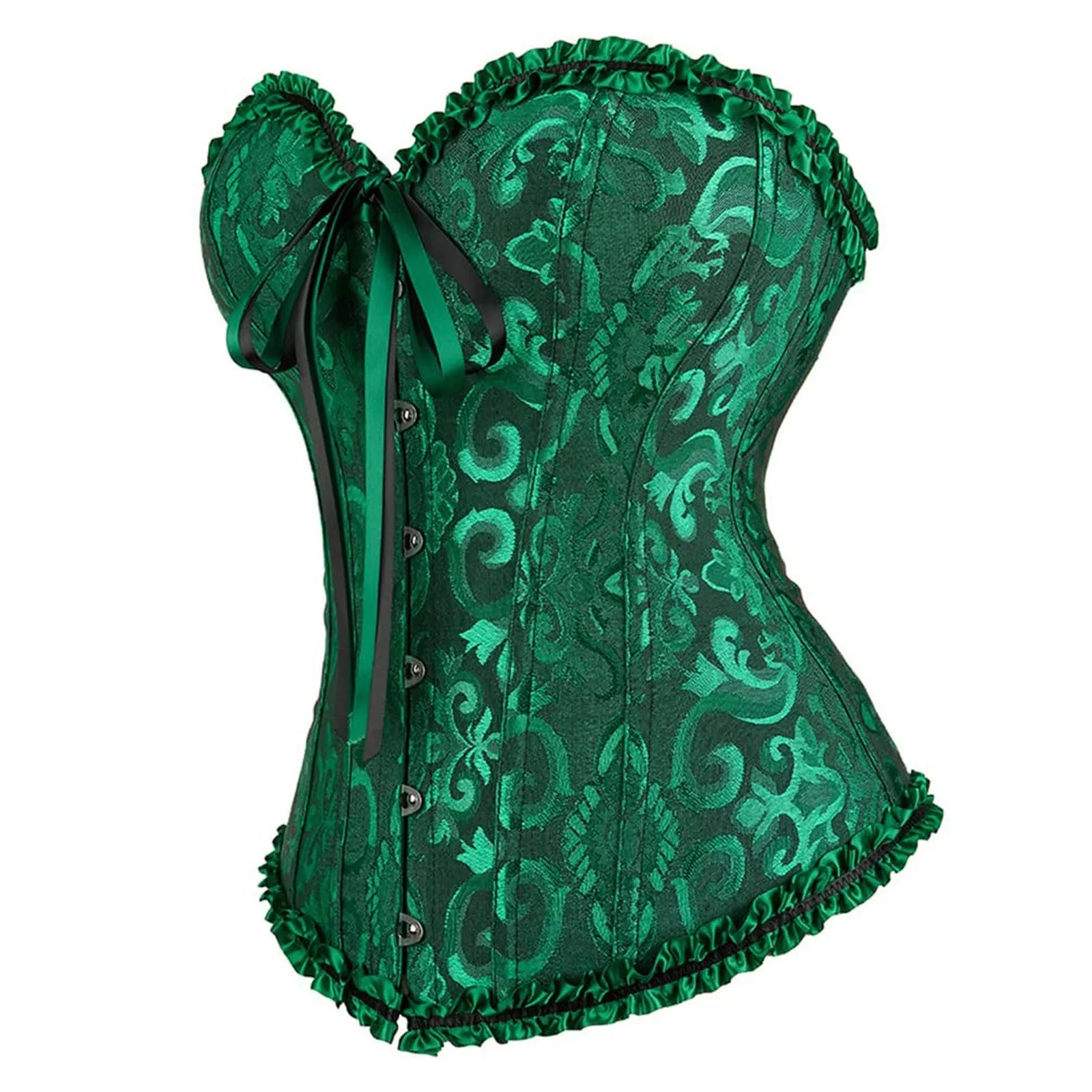 Corsetto da donna senza spalline, in ecopelle, verde, XL - immagine 4