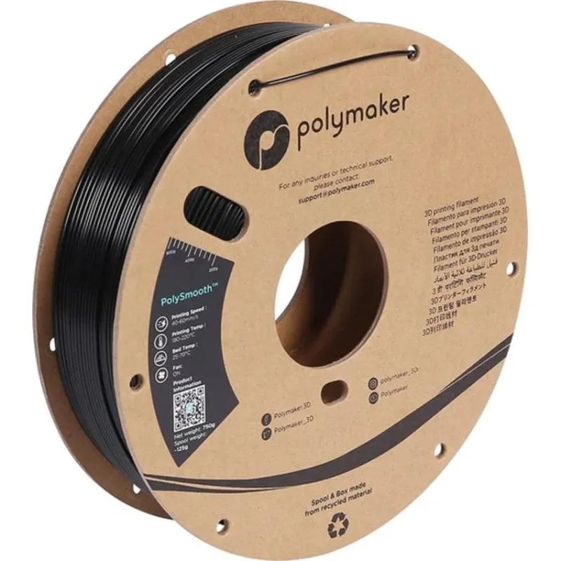 Filamento Polymaker PolySmooth PJ01001 PVB 1,75 mm Nero superficie lucida - immagine 1