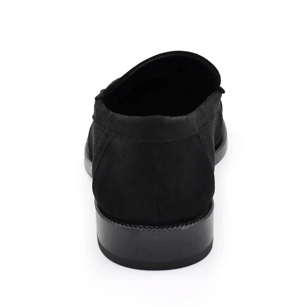 Mocassini Donna Eleganti con Punta Arricciata, Effetto Scamosciato, Stile College Penny Loafer, Tacco Basso GA076 Marrone N.40 - immagine 5