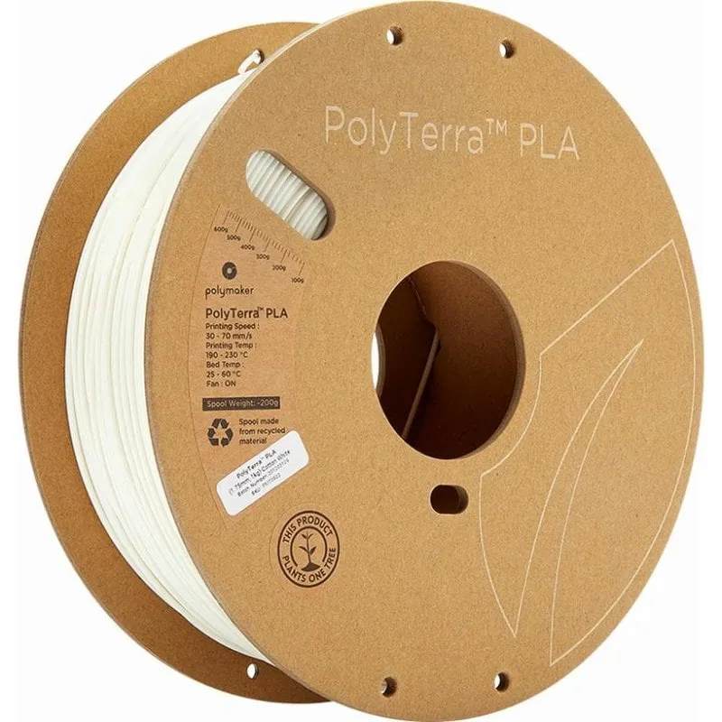 Filamento PLA Polymaker PolyTerra PM70822 1,75 mm Bioplastica Bianco Eco - immagine 1