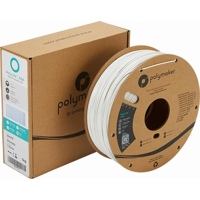 Filamento ASA Polymaker PolyLite PF01002 Bianco 1,75 mm Resistente UV Esterno - immagine 1