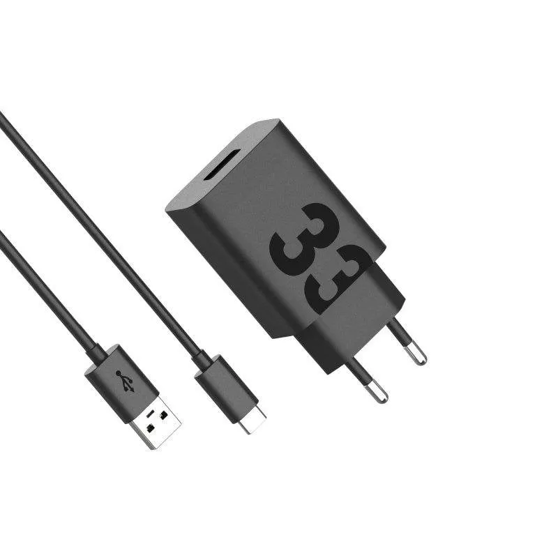 Caricatore Motorola TurboPower 33W Quick Charge 3.0 USB-A Cavo USB-C 1m Nero - immagine 1