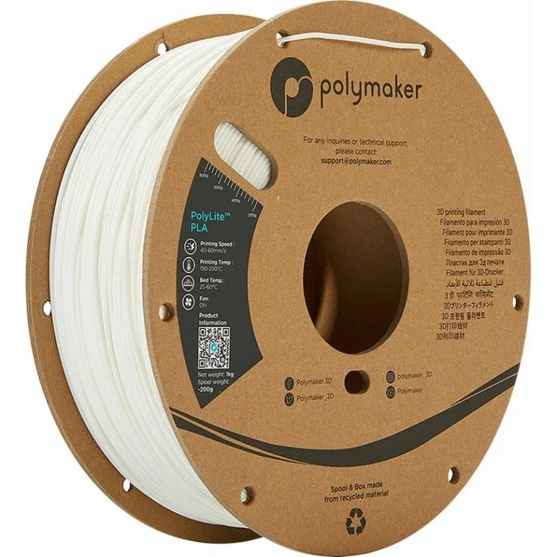 Filamento PLA Polymaker PolyLite PA02002 Bianco 1,75 mm Stampa Facile - immagine 1