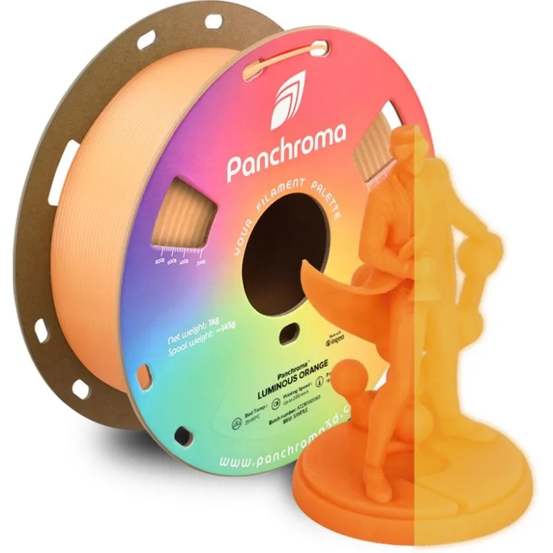 Filamento PLA Polymaker Panchroma Luminous Arancione Glow-in-the-Dark 1,75 mm Brilla Facile Stampa - immagine 1