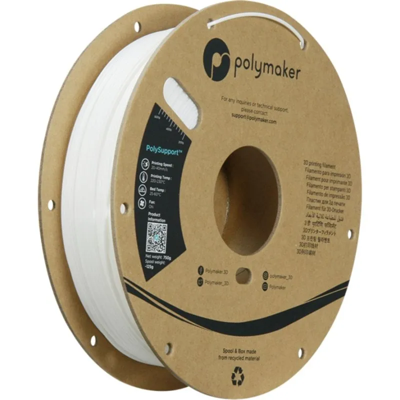 Filamento Supporto Polymaker PolySupport PD04001 Bianco 1,75 mm Rimozione Facile - immagine 1