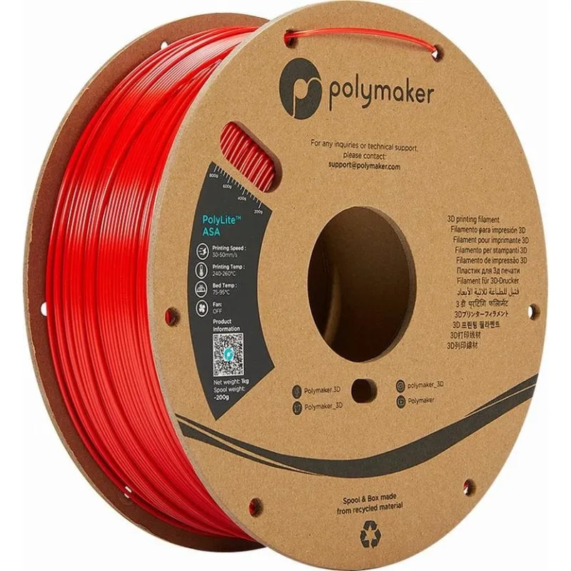 Filamento ASA Polymaker PF01004 Rosso 1,75 mm Alta Resistenza UV Calore - immagine 1
