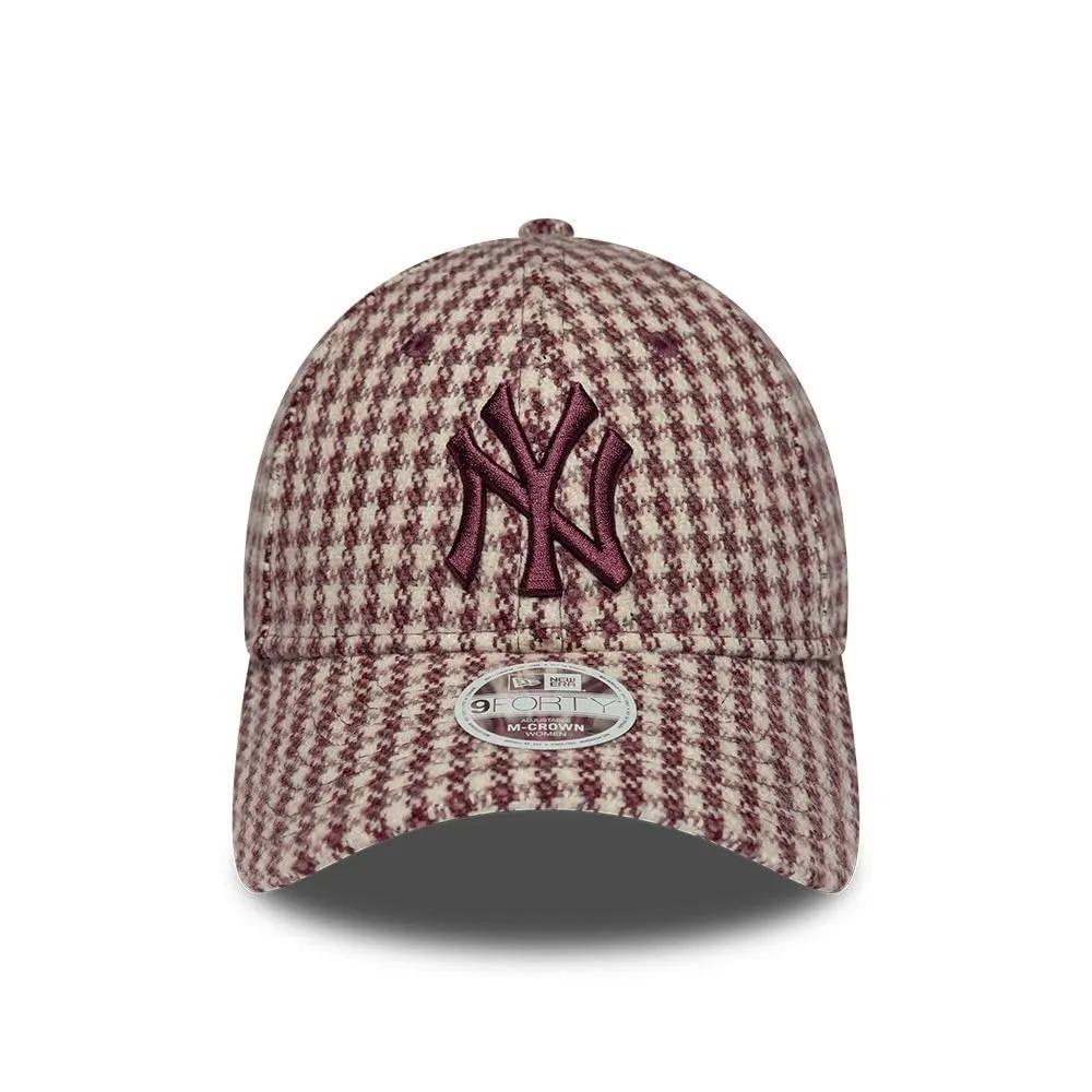 New Era New York Yankees Houndstooth 9Forty Women M-Crown Berretto Bordeau - immagine 2