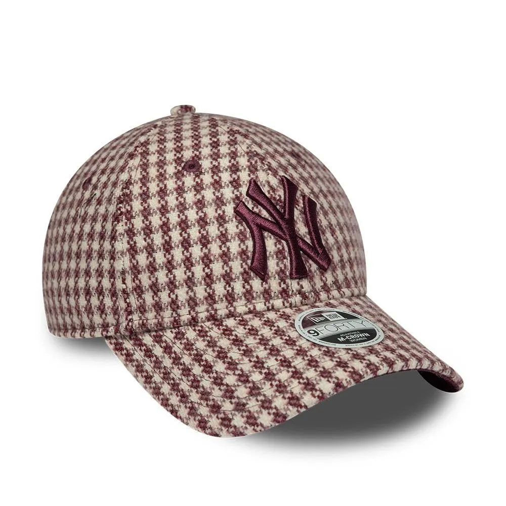 New Era New York Yankees Houndstooth 9Forty Women M-Crown Berretto Bordeau - immagine 3