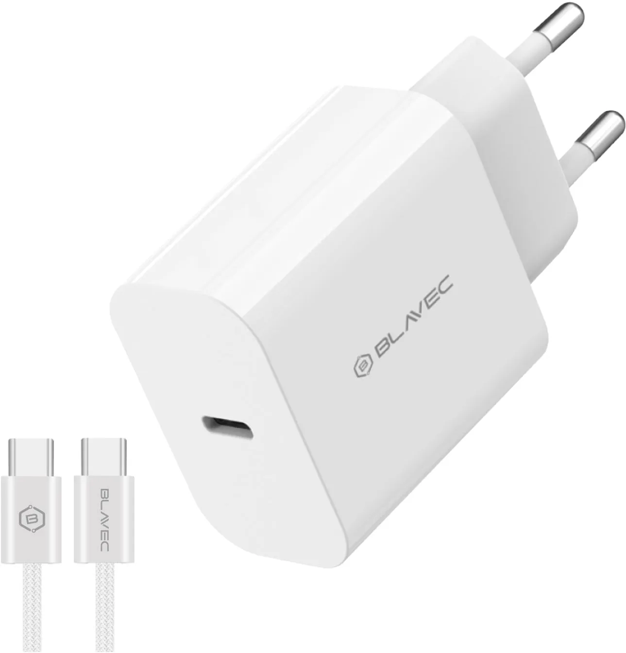 Caricabatterie da rete con cavo USB-C Blavec BC-14, 30 W, 3 A, 1 x USB-C, bianco - immagine 1