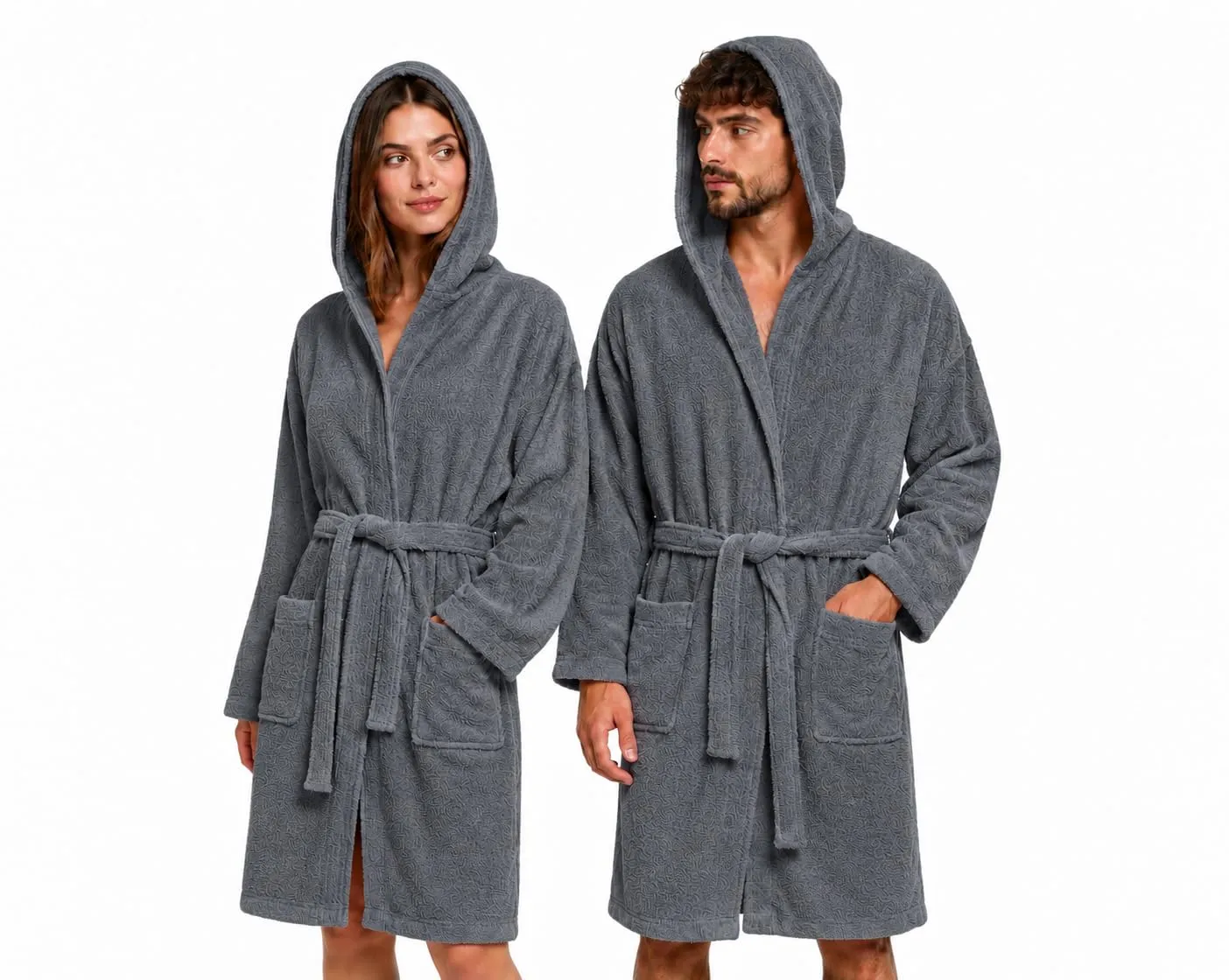 GX GARGIX Accappatoio Uomo Donna in Spugna di Cotone con Cappuccio – Morbido, Assorbente e Confortevole (IT, Testo, L, Regular, Regular, GX/ACCSPU-GRIGIO SCURO) - immagine 1