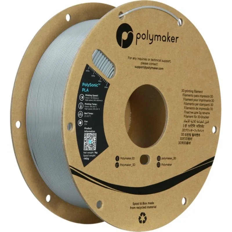 Filamento PLA Polymaker PolySonic PA12003 Grigio 1,75 mm Alta Velocità - immagine 1