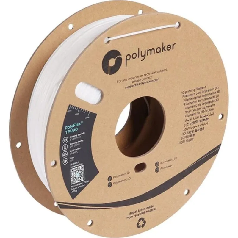 Filamento TPU Polymaker PolyFlex TPU90 Nero 1,75 mm Ultra Flessibile Resistente UV - immagine 1