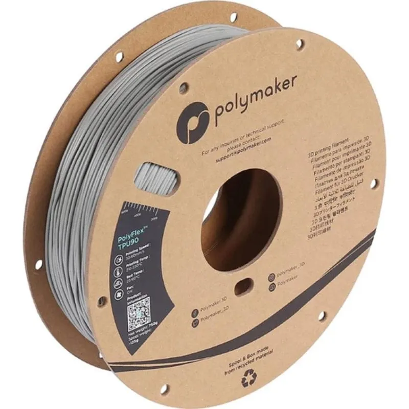 Filamento TPU Polymaker PolyFlex TPU90 Nero 1,75 mm Flessibile UV Resist - immagine 1