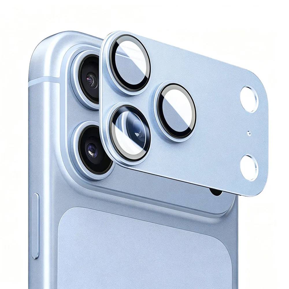 Pellicola protettiva per fotocamera posteriore Blueo Integrated Metal per Apple iPhone 18 Pro Max, vetro temperato, blu chiaro - immagine 1