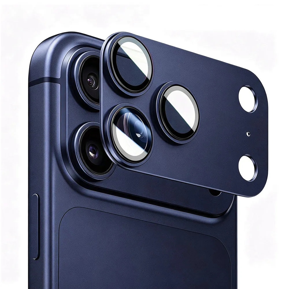 Pellicola protettiva per fotocamera posteriore Blueo Integrated Metal per Apple iPhone 17 Pro, vetro temperato, blu scuro - immagine 1