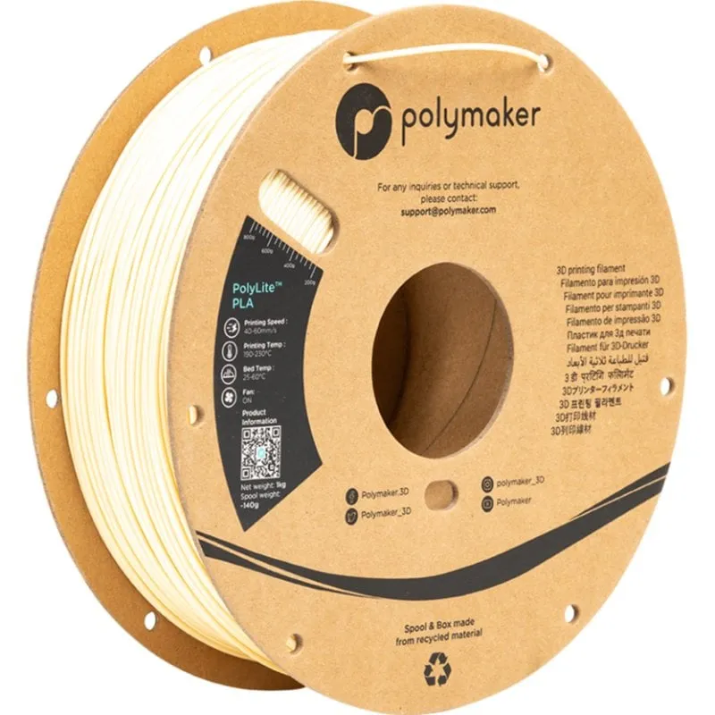 Filamento PLA Polymaker PolyLite Beige 1,75 mm Facile da Stampare - immagine 1