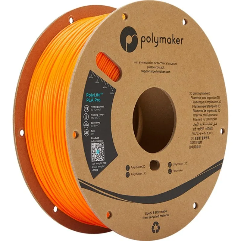 Filamento PLA Polymaker PolyLite PLA PRO PA07010 Arancione 1,75 mm Alta Resistenza - immagine 1