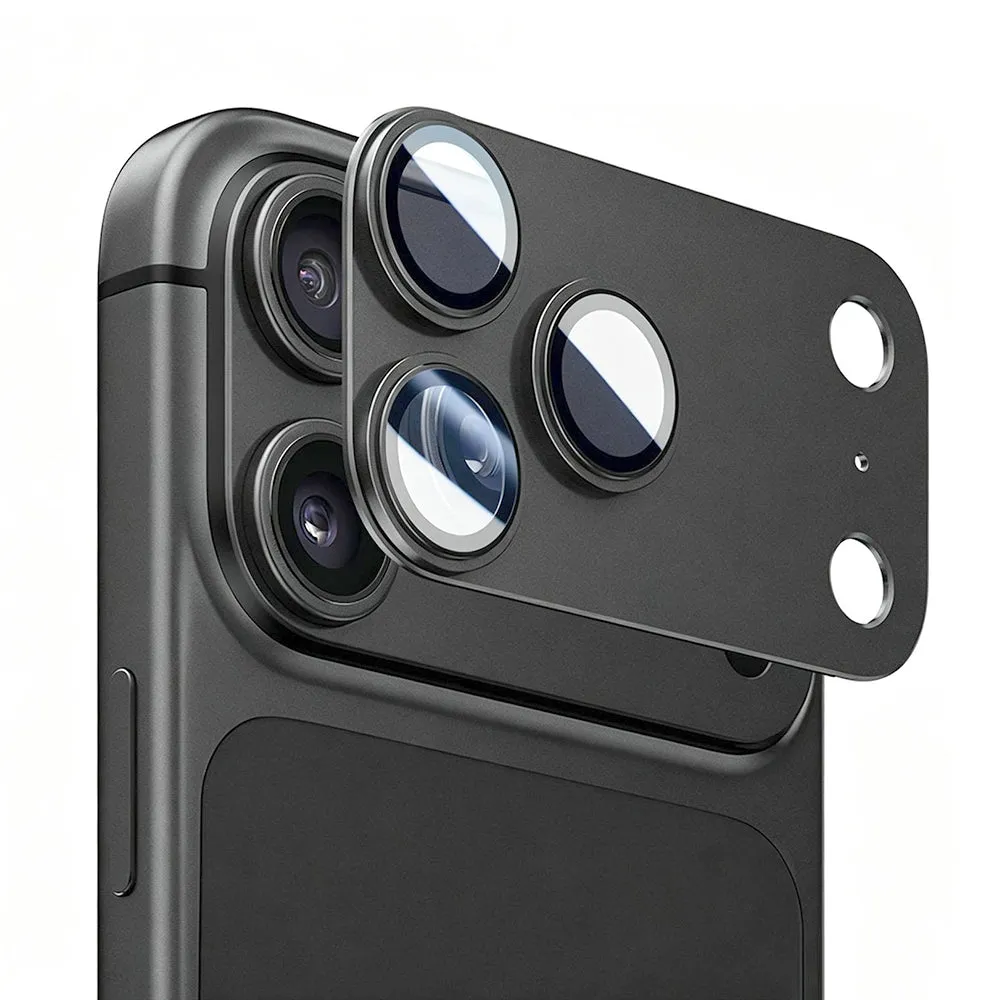 Pellicola protettiva per fotocamera posteriore Blueo Integrated Metal per Apple iPhone 18 Pro Max, vetro temperato, nera - immagine 1