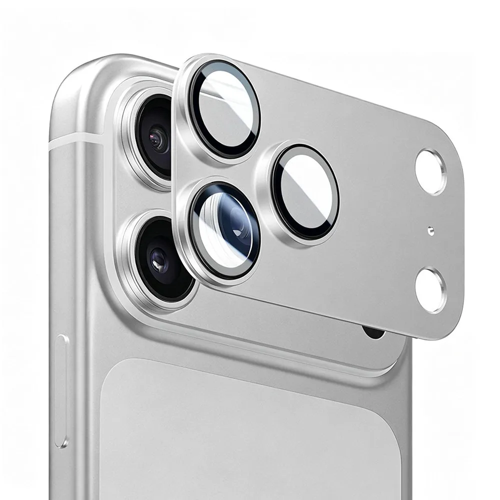 Pellicola protettiva per fotocamera posteriore Blueo Integrated Metal per Apple iPhone 18 Pro, vetro temperato, argento - immagine 1