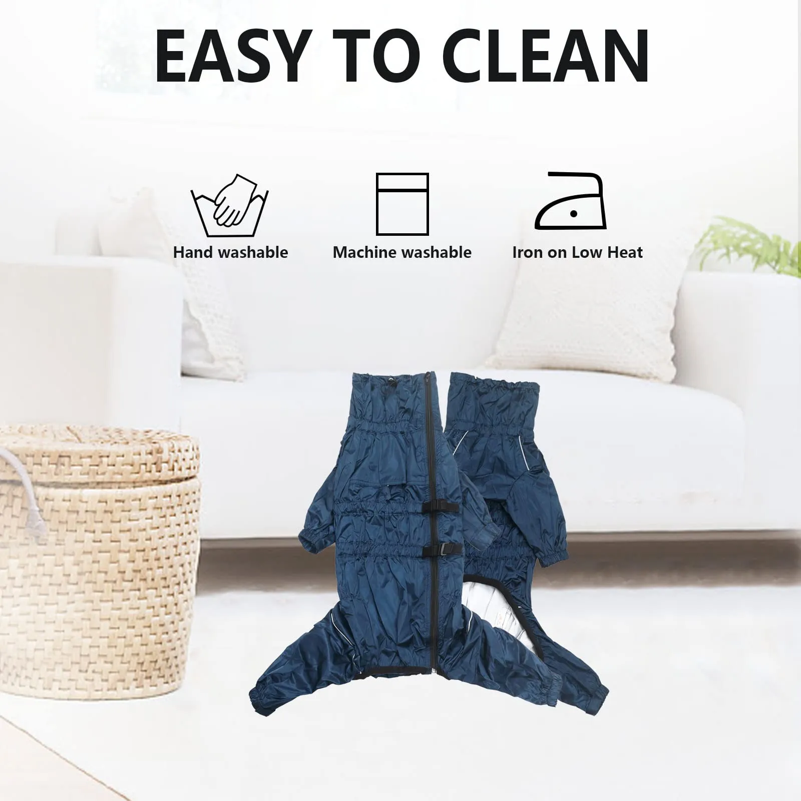 Geyecete - 1/2 zampe pantaloni tuta impermeabile per cani, 4 gambe riflettente pioggia impermeabile Gear per cani, Con cerniera e fibbia, per cuccioli piccolo e medio-Scuro Blu -XXL - immagine 5