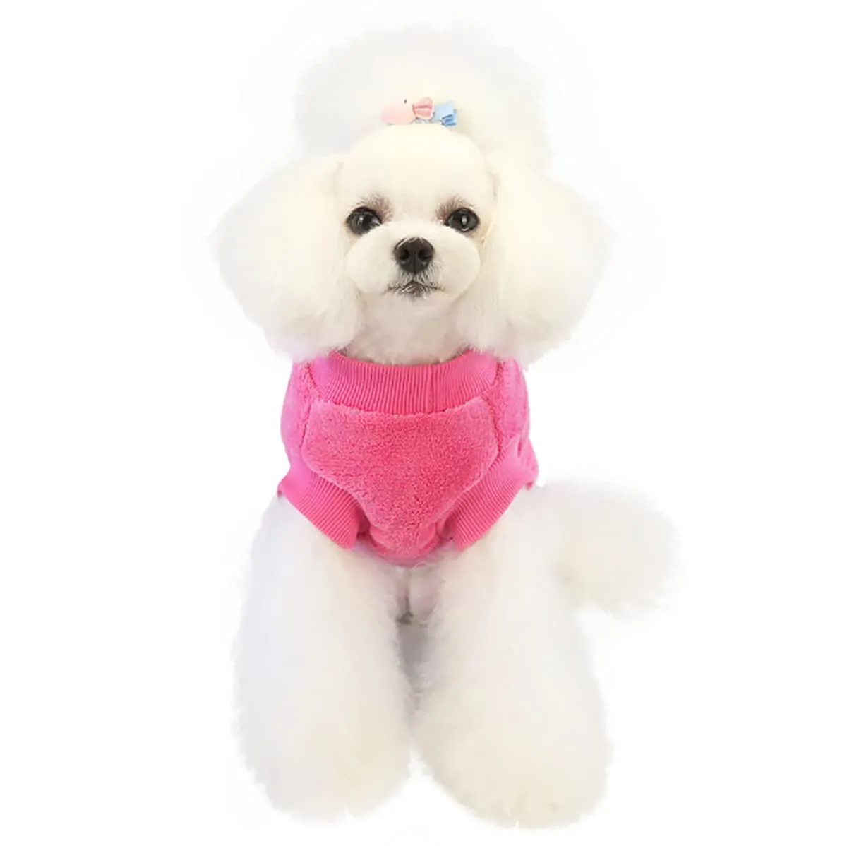 Maglione per cani Vestiti in pile Maglioni di lana invernale Calda Felpa Felpa con fiori Pigiama Maglione in pile per cani di piccola taglia M Cat Magenta M - immagine 4