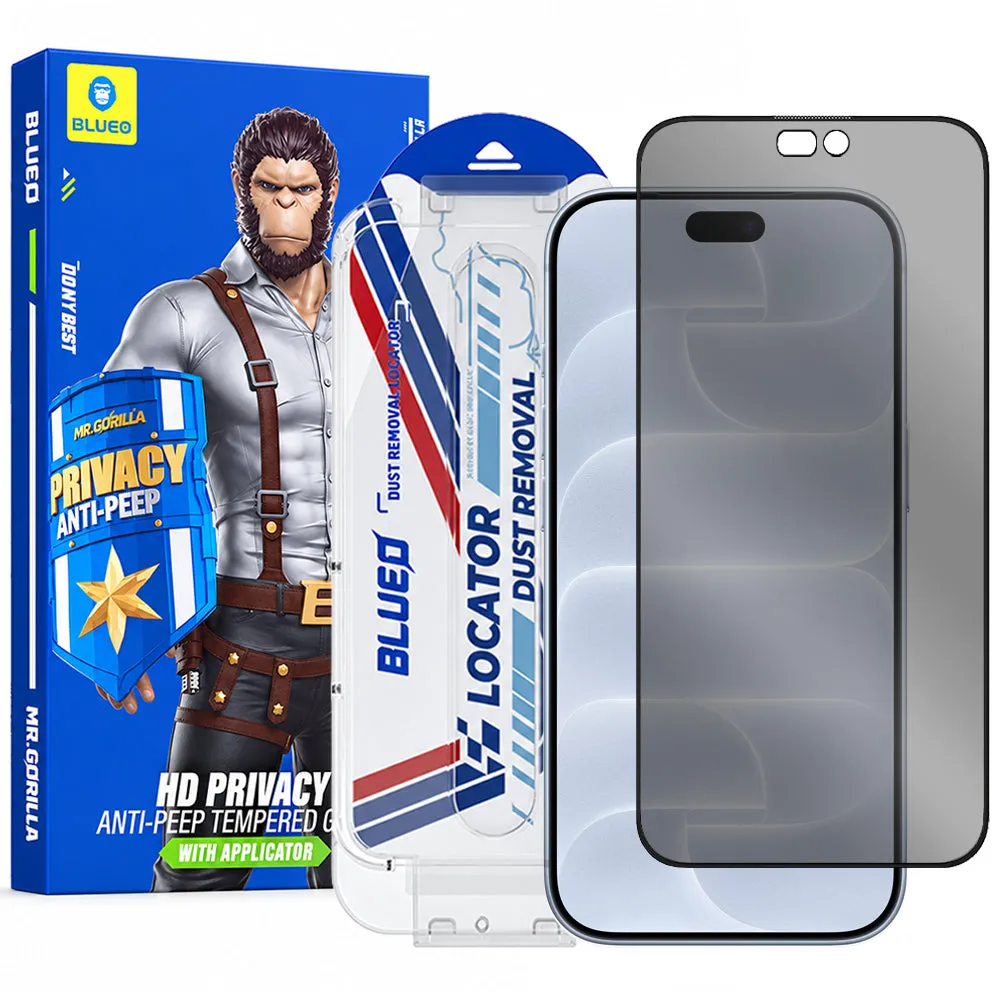 Pellicola protettiva per schermo Privacy Blueo Anti-Peep Applicator Pro per Apple iPhone 18 Pro, vetro temperato, adesivo integrale - immagine 1