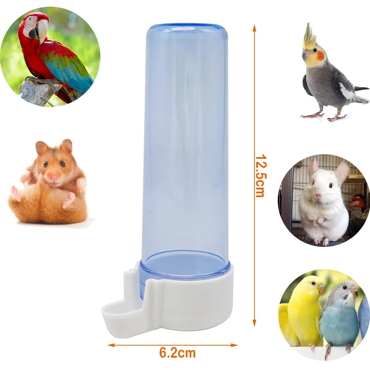 BPS BUENA PET SHOP 2 pz mangiatoio/abbeveratoio per gabbia grande per pappagallo coniglio taglia L, lunghezza 12,5 cm - immagine 2