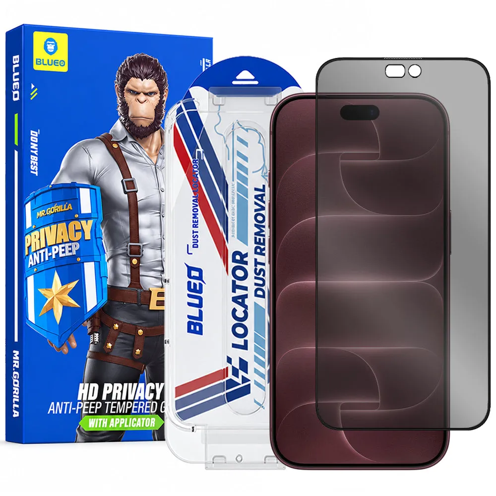Pellicola protettiva per schermo Privacy Blueo Anti-Peep Applicator Pro per Apple iPhone 18 Pro Max, vetro temperato, adesivo integrale - immagine 1