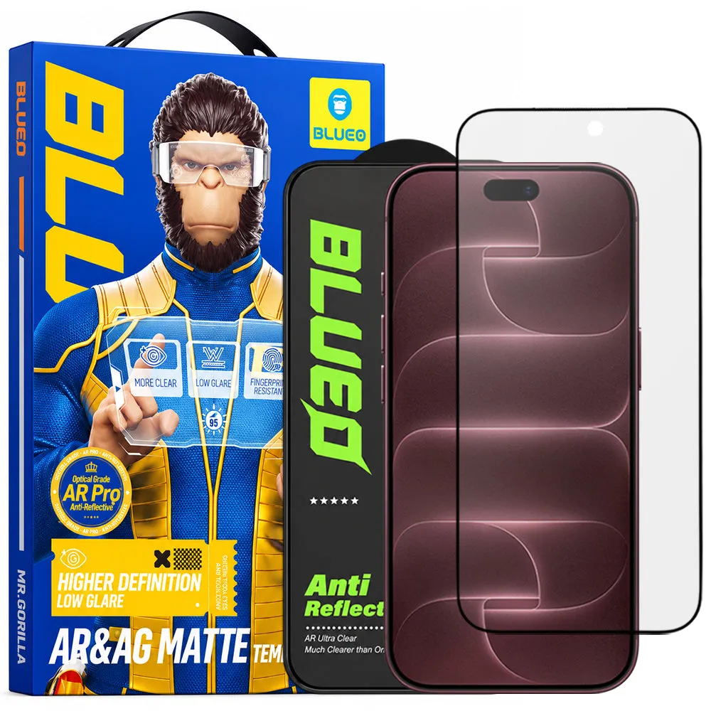 Pellicola protettiva per schermo Matte Blueo Anti Reflective HD per Apple iPhone 18 Pro Max, vetro temperato, Full Glue, nera - immagine 1